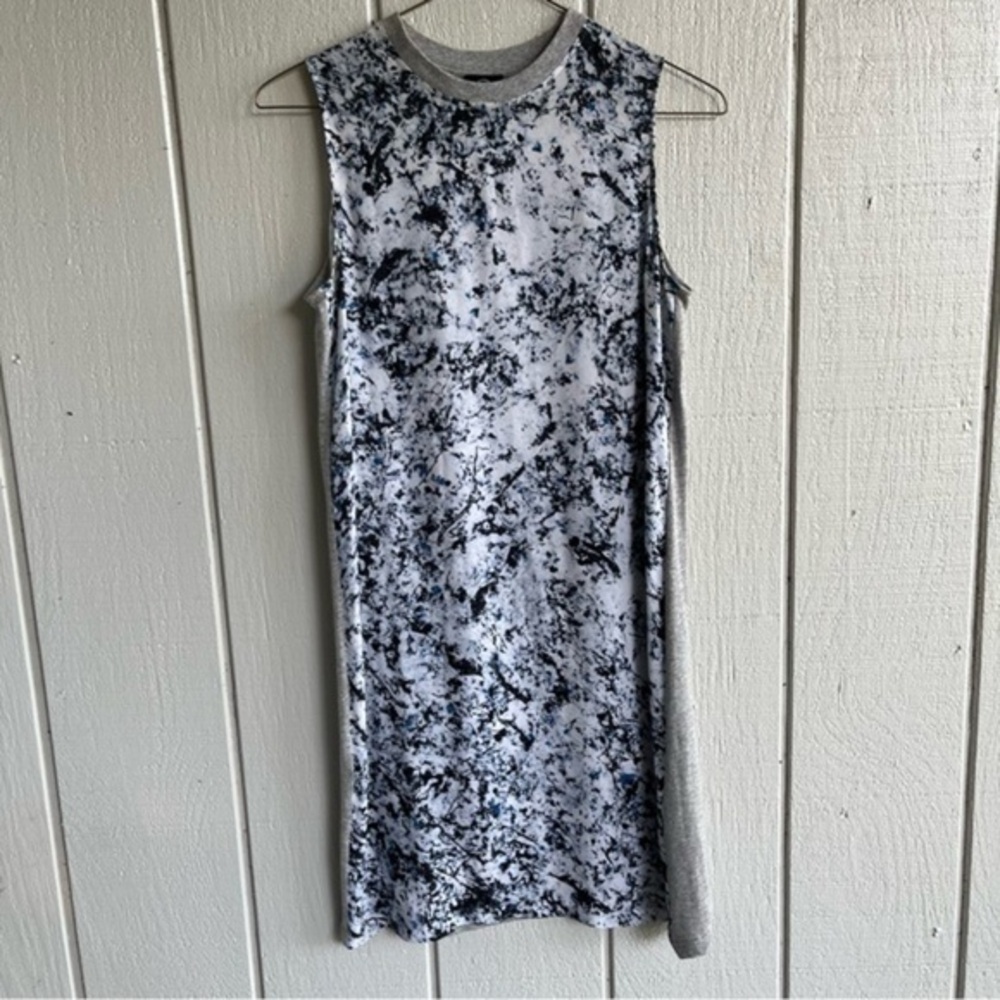 McQ by Alexander McQueen Silk‎ Tank Dress Blue Abstract Splatter Print Size S